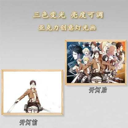 Cartoon Anime Attack On Titan Bedside Picture Frame Lamp