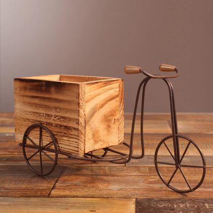 Wooden Bicycle-Shaped Flower Pot